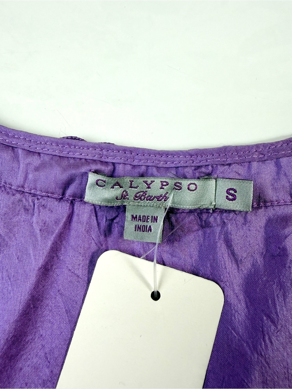 Calypso St. Barth Lilac 100% Silk Cap Sleeve Frog Clasp Front Belted Dress, Sz S - Picture 12 of 14